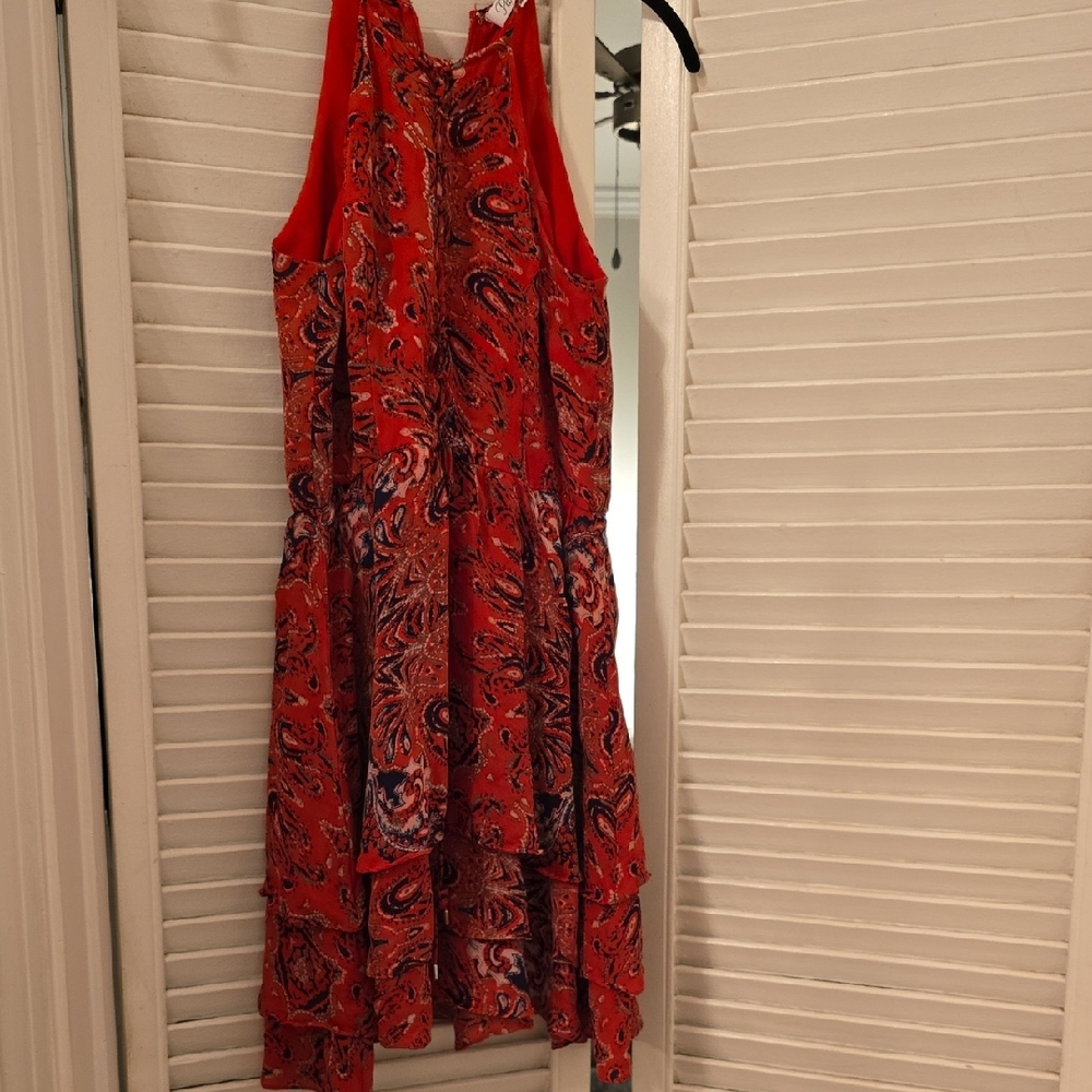 Parker Red Paisley High Low Dress